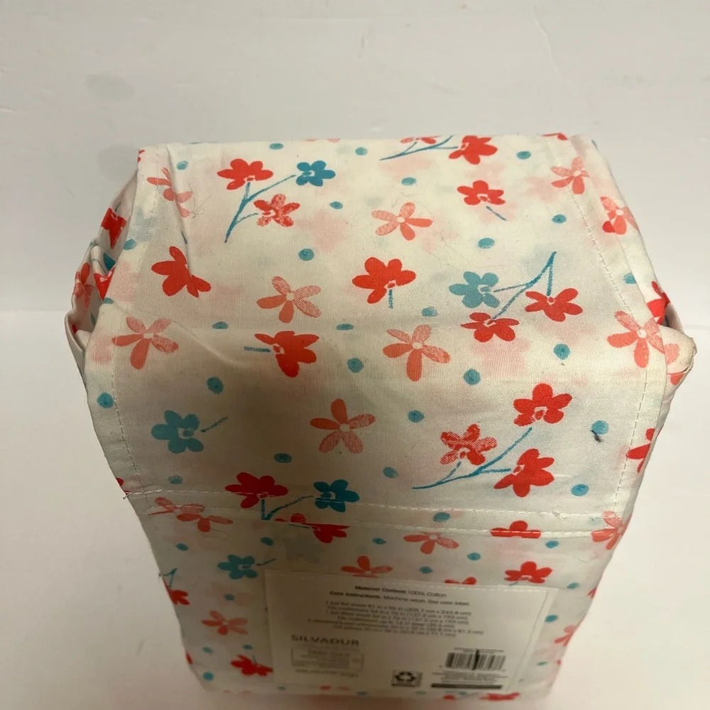 Your Zone Floral Soft Cotton Sheet Set - Full, White and‎ Red